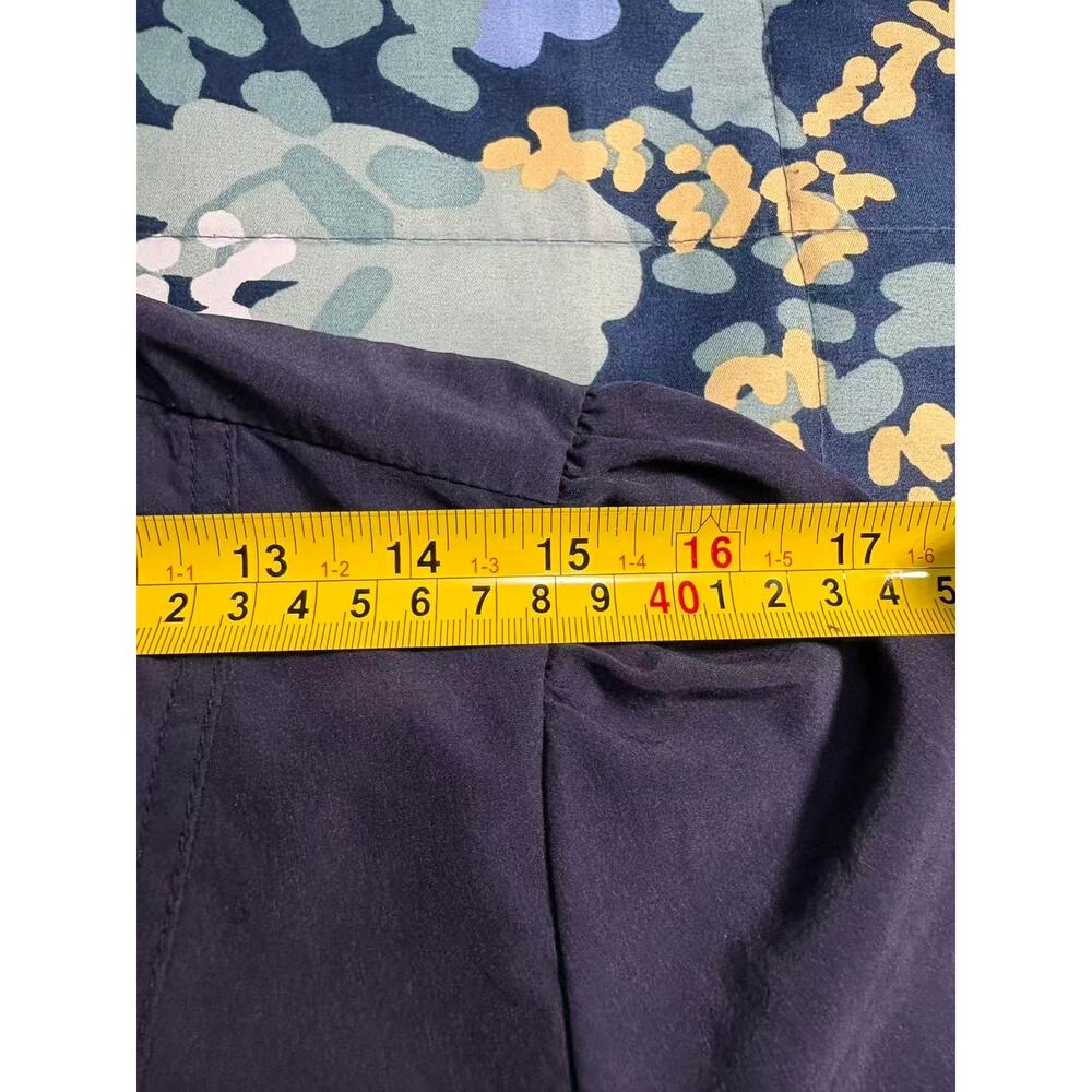 Navy Blue Ruffle Neck Bubble Hem Trench Coat Dress Jacket M - Picture 6 of 11